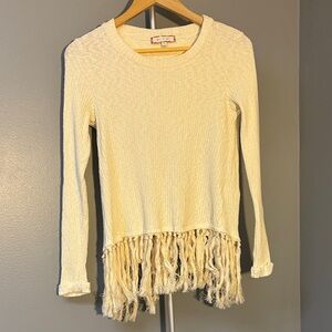 eri + ali Cream Fringe Sweater